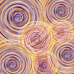 Fototapeta na wymiar Modern background with vortex circles of orange, yellow and violet shades