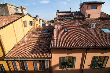 Obraz premium BOLOGNA, ITALY - October, 2017: General view city streets and medieval centre of Bologna