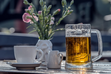 Enjoy a little break in the beer garden with a beer and a coffee.