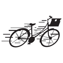 Silhouette of a bicycle, Delivery icon, Vector illustration