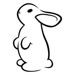 Cute standing bunny silhouette on white background