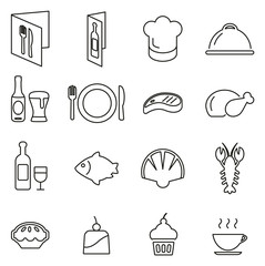 Restaurant or Dinner Icons Thin Line Vector Illustration Set