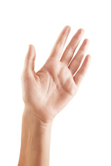 Fototapeta premium Close-up of beautiful woman's hand isolated on white background