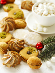 Assorted cookies: linzer cookies,shortbread, nuts cookie, orange almond cookie.