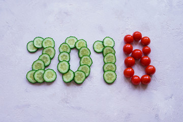 Christmas decorations tomato and cucumber.