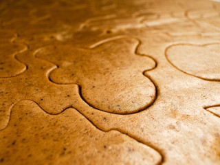 The recipe for making ginger biscuits. cut cookie dough.