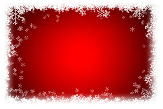Simple Christmas red background with snowflake.