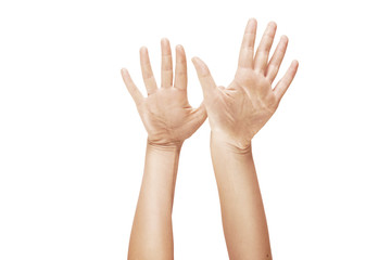 Obraz premium Close-up of beautiful woman's hand isolated on white background