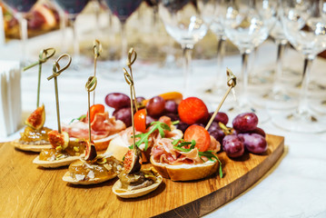 catering table with snacks
