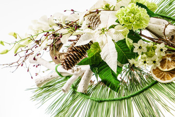 winter bouquet on the white background