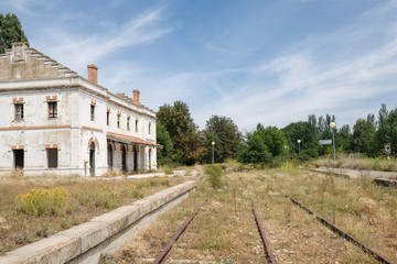 Fototapeta na wymiar derelict former raiway station in Agreda, Spain