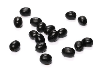 Black olives isolated on white background