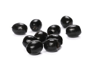 Black olives isolated on white background