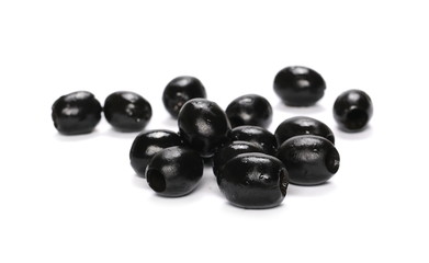 Black olives isolated on white background