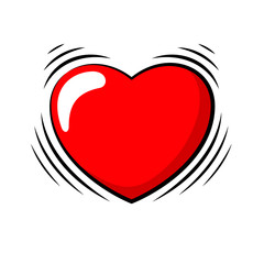 Beating Heart. Vector Illustration Of A Cartoon Heart With Shaking Effect