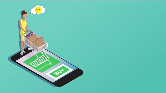 Shopping online isometric vector concept. Business illustration video. Business infographic elements. -stock footage