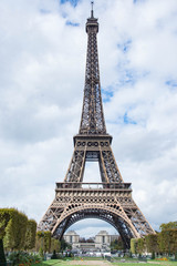 Fototapeta na wymiar The world famous Eiffel Tower in Paris France is a popular sightseeing destination