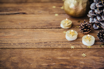 Christmas wooden background with copy space