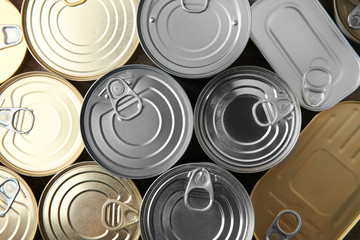 Tin cans as background