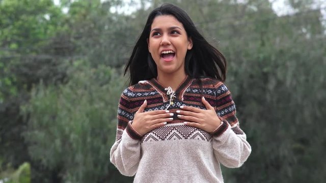 happy excited surprised teen girl