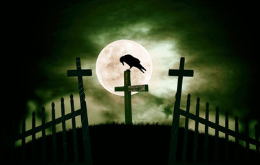 Crow on a gravestone