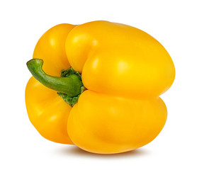 Fresh pepper yellow bell isolated on white background with clipping path