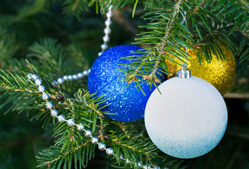 Christmas tree, Christmas toys, ball, beads