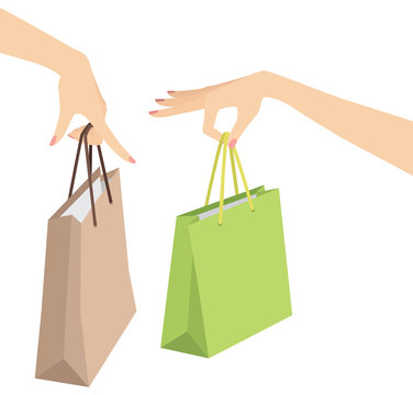 Elegant Woman Hand Holding Blank Shopping Bag