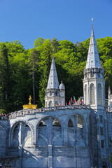 The gilded crown of the Lourdes Basilica