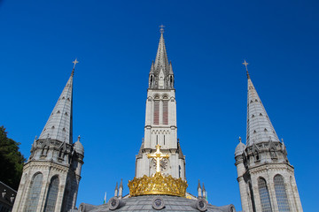 The gilded crown of the Lourdes Basilica