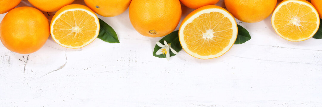 Orangen Orange Früchte Textfreiraum Banner von oben