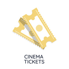 Two cinema vector tickets isolated on white background. front view illustration.