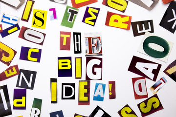 A word writing text showing concept of The Big Idea made of different magazine newspaper letter for Business case on the white background with copy space