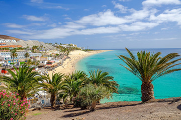 Beach in Morro Jable, Fuerteventura, Spain.