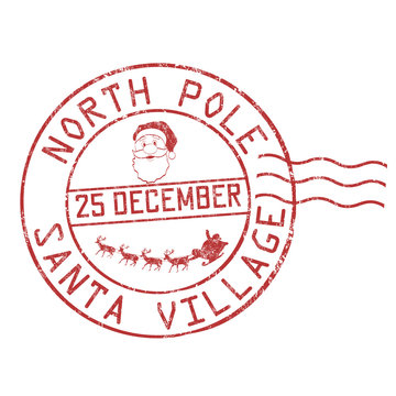 North Pole, Santa village grunge rubber stamp