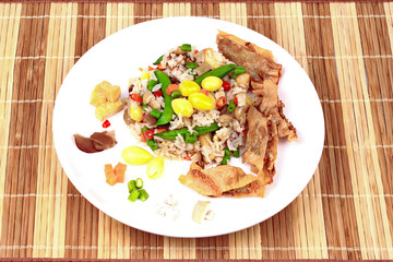 Colorful Fried  rice with mixed vegetable  served