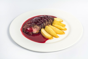 Veal in maple sauce with pear