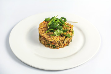 Delicious pilaf with herbs