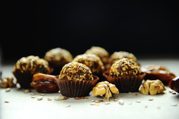 Vegan delicious sweet cocoa and almond balls