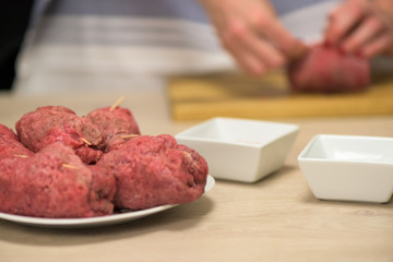 Healthy dish - preparing - beef roulade