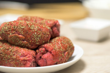 Healthy dish - preparing - beef roulade