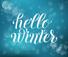 Hello Winter vector lettering illustration