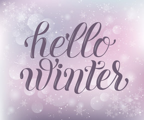 Naklejka na ściany i meble Hello Winter vector lettering illustration