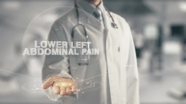 Doctor holding in hand Lower Left Abdominal Pain