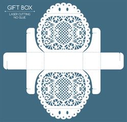 Openwork gift box with a lace ornament. Laser cutting