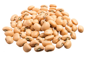 Cowpeas. Pile of grains, isolated white background.