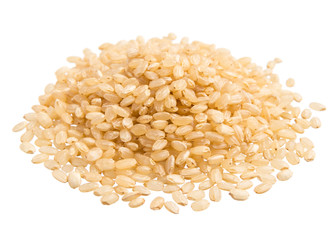 Chinese Rice. Pile of grains, isolated white background.