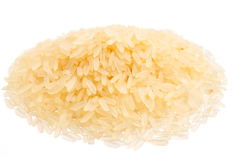 Chinese Rice. Pile of grains, isolated white background.