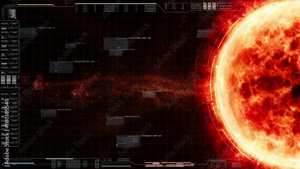 Poster Hi-tech user interface head up display Sun Solar Flare Particles for background computer desktop screen display