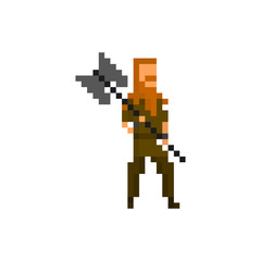 Pixel northern warrior for games and applications
